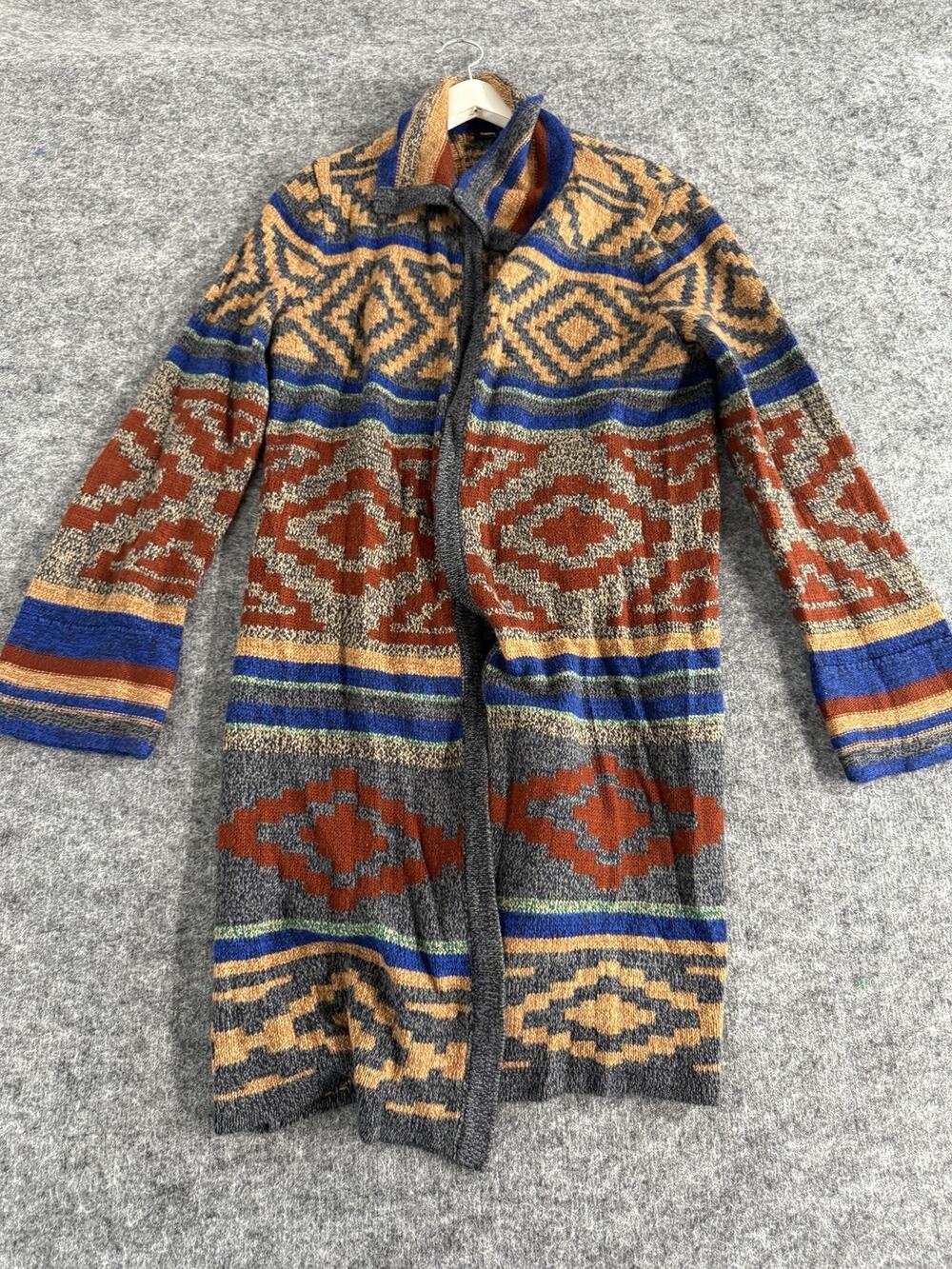Cable Gauge Cardigan Womens Large Aztec Sweater Southwestern Open Front N106